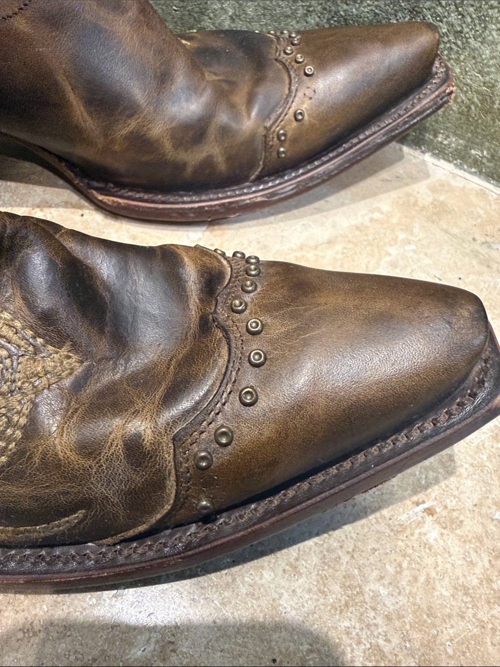 LUCCHESE WOMEN”S Western Embroidered Floral Leather Cowboy Boots - Brown SZ 8. - Picture 3 of 11